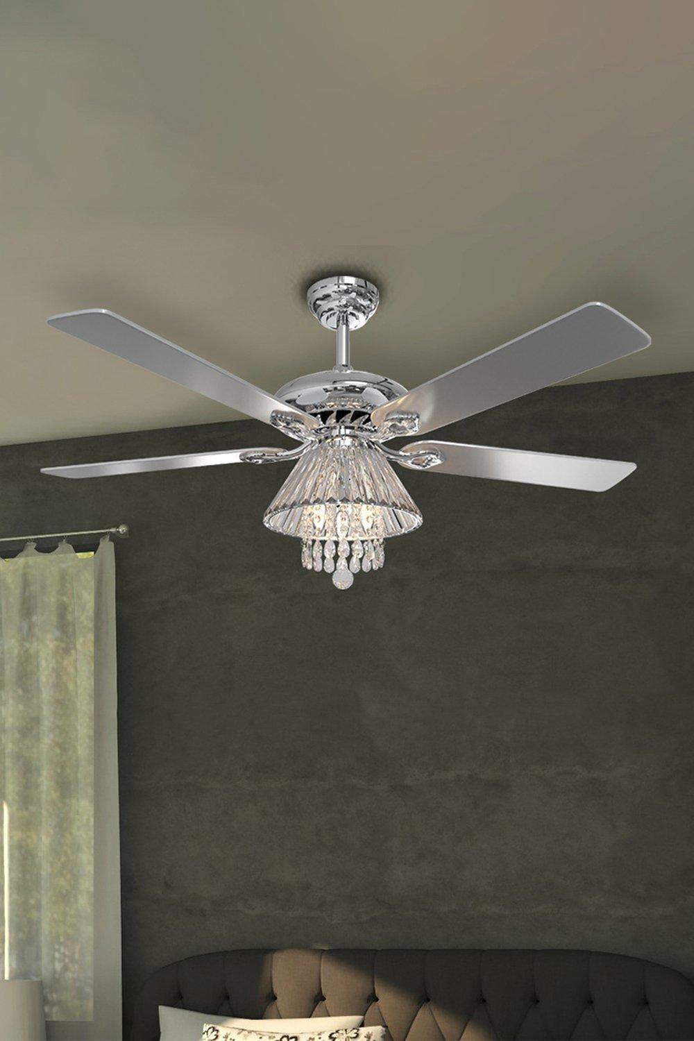 5 Blade Modern Crystal Ceiling Fan Light
